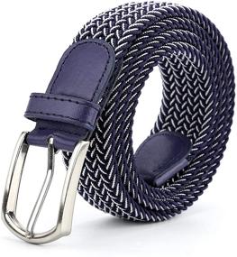 img 4 attached to 👔 Stylish and Stretchy: Braided Canvas Elastic Stretch Junior Men's Accessories and Belts