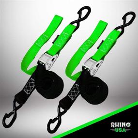 img 3 attached to Rhino USA Cambuckle Motorcycle Tie Down Straps (Green 2-Pack)