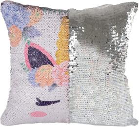 img 2 attached to 🦄 Merrycolor Mermaid Unicorn Sequin Pillow Cover - Stylish Reversible Decorative Cushion Case