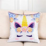 🦄 merrycolor mermaid unicorn sequin pillow cover - stylish reversible decorative cushion case logo