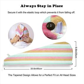 img 3 attached to 🌈 Rainbow Hair Drying Towels 3-Pack: AuroTrends Microfiber Hair Towel Wrap with Loop & Button for Quick Dry Hair - Set of 3