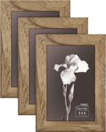 🖼️ set of 3 icona bay 4x6 picture frames, solid wood in walnut brown | modern farmhouse style from sunrise collection логотип