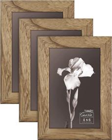 img 4 attached to 🖼️ Set of 3 Icona Bay 4x6 Picture Frames, Solid Wood in Walnut Brown | Modern Farmhouse Style from Sunrise Collection