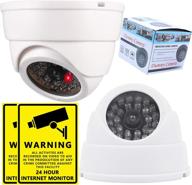 kammoy dummy fake dome camera kit with flashing red led light - includes video surveillance 📷 sign sticker - 360° simulation for home security - suitable for outdoor & indoor use (set of 2) logo