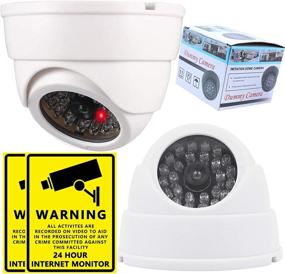 img 4 attached to Kammoy Dummy Fake Dome Camera Kit with Flashing Red LED Light - Includes Video Surveillance 📷 Sign Sticker - 360° Simulation for Home Security - Suitable for Outdoor & Indoor Use (Set of 2)