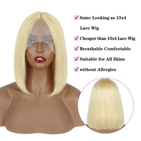 img 3 attached to 👩 Лук MIFIL Blonde Lace Front Wig 13x4x1 T Часть|613 Blonde Bob Wigs 12 Inch|Бесклеевой короткий прямой боб перуки|Бразильские девственные волосы человека|Женщины 150% плотности