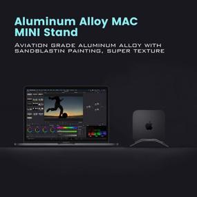 img 3 attached to 🖥️ Space Gray Alloy Desktop Stand for Mac Mini - Tinpec Aluminum Vertical Holder with Anti-Slip Rubber Feet, Compatible with Apple MAC Mini 2010-2020