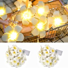 img 4 attached to 🌺 2-Pack Flower Fairy Lights, Aipatal 10ft 20 LED Plumeria String Lights Battery Operated with 2xAA Batteries, Frangipani Indoor String Lights Décor for Wedding Christmas Party Garden Patio