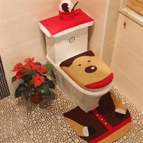 img 3 attached to 🎅 traderplus 3-Piece Christmas Bathroom Decor Set - Santa Toilet Seat Cover, Rugs (Wapiti)