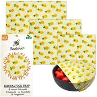 🍍 beekinn beeswax food wrap - 3 pack organic wraps - natural & eco-friendly alternative to plastic - reusable food storage in 3 sizes (pineapple) logo