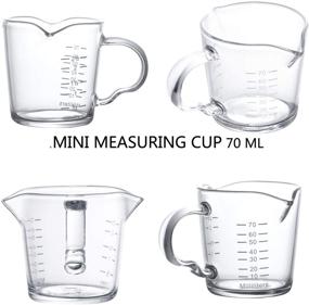 img 1 attached to Versatile 70ml Mini Glass Measuring Cup: Shot Glass Espresso Jugs Measure Cup, Graduated Beaker, Jigger Spirit, Handle for Bar Party Wine Cocktail Drink Shaker Milk Coffee.