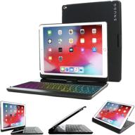 🔌 black wireless backlit bluetooth keyboard case cover 360° rotatable for apple ipad 10.2 / air 3 (2019) / pro 10.5" - snugg логотип