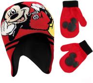 🐭 disney winter hat and gloves set - mickey mouse baby beanie with kids gloves and toddler mittens (ages 2-4) - ideal for boys and girls logo