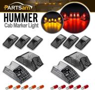 дымчатые крышные огни partsam для hummer h2 (2003-2009) и h2 sut (2005-2009) - верхние маркерные лампы, передние и задние, 264160bk с лампочками галогенового типа t10 (10 красных + 10 янтарных) логотип