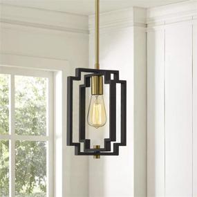 img 2 attached to Emliviar Industrial Pendant Light - Sleek Adjustable 1-Light Kitchen Hanging Fixture in Black and Gold Finish