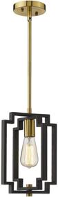 img 4 attached to Emliviar Industrial Pendant Light - Sleek Adjustable 1-Light Kitchen Hanging Fixture in Black and Gold Finish