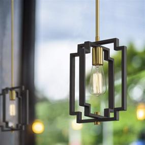 img 1 attached to Emliviar Industrial Pendant Light - Sleek Adjustable 1-Light Kitchen Hanging Fixture in Black and Gold Finish