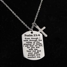 img 1 attached to 📿 FUSTMW Psalm 23:4 Bible Verse Dog Tag Keyring/Necklace - Christian Jewelry for Men and Women - Inspirational Religious Gift