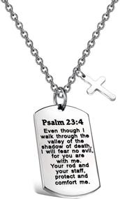 img 4 attached to 📿 FUSTMW Psalm 23:4 Bible Verse Dog Tag Keyring/Necklace - Christian Jewelry for Men and Women - Inspirational Religious Gift