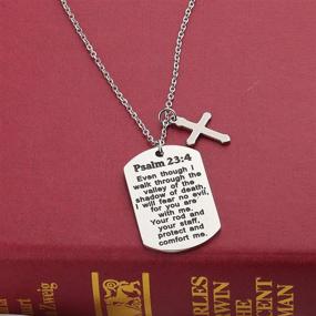 img 2 attached to 📿 FUSTMW Psalm 23:4 Bible Verse Dog Tag Keyring/Necklace - Christian Jewelry for Men and Women - Inspirational Religious Gift