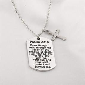 img 3 attached to 📿 FUSTMW Psalm 23:4 Bible Verse Dog Tag Keyring/Necklace - Christian Jewelry for Men and Women - Inspirational Religious Gift