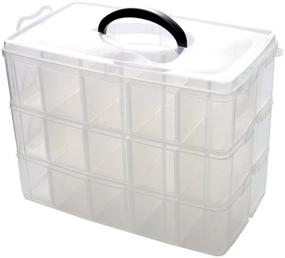 img 4 attached to 📦 Kamay's Extra Large Adjustable Compartment Bead Craft Storage Organizer with 30 Compartments - White