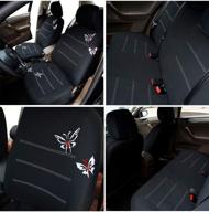 🦋 enhance your car's style and protection with the full set black butterfly embroidery car seat cover - 9pcs, black logo