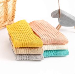 img 1 attached to 🧦 Ninecoo Kids Fashion Wool Socks: Soft Rib Dress Crew Socks | 6 Pack Winter Warmth for Girls & Boys