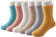 🧦 ninecoo kids fashion wool socks: soft rib dress crew socks | 6 pack winter warmth for girls & boys logo