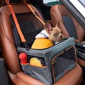 img 4 attached to AIPERRO Collapsible Dog Car Booster Seat with Reinforced Metal Frame - Portable Pet Travel Carrier for Small Dogs and Cats, Top Cover, Puppy Car Carrier Bag with Pee Pad