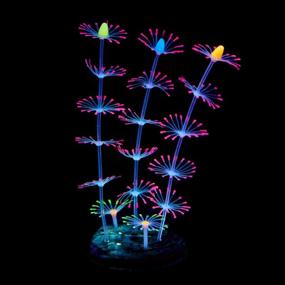 img 1 attached to 🐠 Enhance Your Aquarium with SunKni 7 Pcs Glow Fish Tank Decorations - Artificial Jellyfish, Coral, Waterweeds, Sea Anemone, Kelp, Mushroom, Lotus, Coconut Tree: Glofish Accessories & Resin Starfish