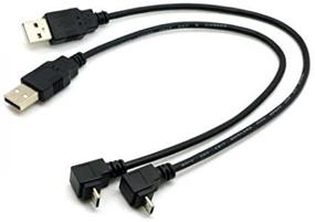 img 2 attached to 🔌 Cablecc 2pcs 30cm USB 2.0 Male to Micro USB Up &amp; Down Angled 90 Degree Cable for Cell Phone Tablet – Cablecc