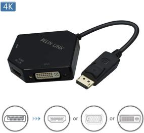 img 3 attached to 100 оптовых упаковок адаптера 3-в-1 DisplayPort в HDMI VGA DVI, конвертер 4К Display Port в HDMI VGA DVI, мужской разъем на женский разъем позолоченный