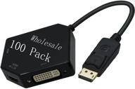 100 оптовых упаковок адаптера 3-в-1 displayport в hdmi vga dvi, конвертер 4к display port в hdmi vga dvi, мужской разъем на женский разъем позолоченный логотип