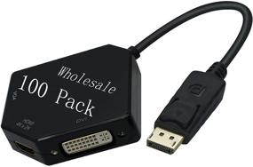 img 4 attached to 100 оптовых упаковок адаптера 3-в-1 DisplayPort в HDMI VGA DVI, конвертер 4К Display Port в HDMI VGA DVI, мужской разъем на женский разъем позолоченный