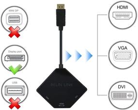 img 1 attached to 100 оптовых упаковок адаптера 3-в-1 DisplayPort в HDMI VGA DVI, конвертер 4К Display Port в HDMI VGA DVI, мужской разъем на женский разъем позолоченный