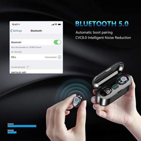 img 2 attached to 🎧 Беспроводные наушники Bluetooth 5.0: Водонепроницаемые, с сенсорным управлением, спортивные наушники с 2000 мАч портативным аккумулятором и микрофоном