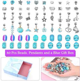 img 3 attached to Girls' Charm Bracelets Kit, Flasoo 66 Pcs Jewelry Making Set with Beads, Charms, DIY Bracelets for Crafts and Jewelry Making with Blue Gift Box