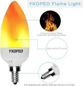 img 2 attached to YKOPEO Flame Light Bulb E12 LED - Flickering Flameless 🔥 Candles, 4-Pack Warm White Simulated Fire Effect Candelabra Bulbs for Home Decoration