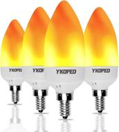 ykopeo flame light bulb e12 led - flickering flameless 🔥 candles, 4-pack warm white simulated fire effect candelabra bulbs for home decoration логотип