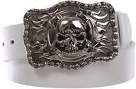 western rectangular skull flame buckle men's accessories logo