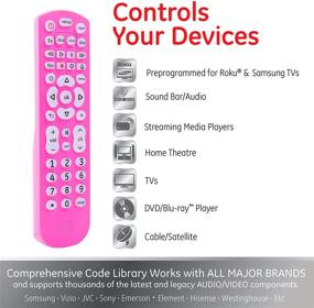 img 2 attached to 📱 GE Backlit Universal Remote Control for Samsung, Vizio, LG, Sony, Sharp, Roku, Apple TV, TCL, Panasonic, Smart TV, Streaming Players, Blu-Ray, DVD, 4-Device - Pink (Model: 44221)