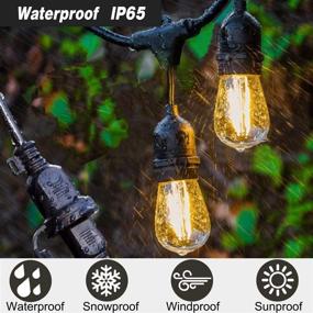 img 3 attached to 🌟 48Ft LED Outdoor String Lights with 15 Shatterproof Bulbs - Dimmable & Weatherproof Patio String Light for Porch & Market