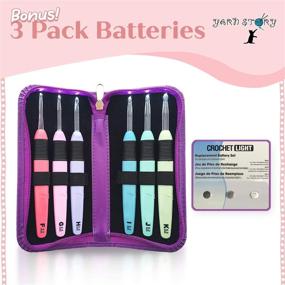 img 1 attached to Enhanced Lighted Crochet Hooks Set with Case and Batteries - Ergonomic LED Lite Hooks with Soft Grip Handles for Arthritic Hands - 6pcs Set, Sizes 4mm to 6.5mm (Purple)