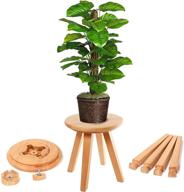 mid century wood plant stand: stylish flower pot holder for 🌿 indoor plants (300lbs capacity) - perfect for patio, living room & bedroom логотип