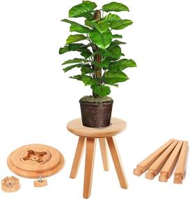 img 4 attached to Mid Century Wood Plant Stand: Stylish Flower Pot Holder for 🌿 Indoor Plants (300lbs Capacity) - Perfect for Patio, Living Room & Bedroom