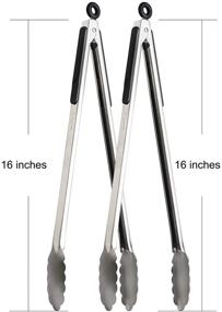 img 2 attached to 🍴 VOXLOVA Premium Locking Grill Tongs Set - 16 inch Heavy Duty Long BBQ Tongs for Barbecue Cooking & Grilling, Stainless Steel & Dishwasher Safe