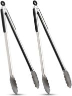 🍴 voxlova premium locking grill tongs set - 16 inch heavy duty long bbq tongs for barbecue cooking & grilling, stainless steel & dishwasher safe логотип