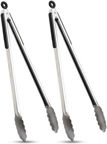 img 4 attached to 🍴 VOXLOVA Premium Locking Grill Tongs Set - 16 inch Heavy Duty Long BBQ Tongs for Barbecue Cooking & Grilling, Stainless Steel & Dishwasher Safe