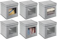 📦 mdesign soft fabric stackable closet storage organizer box - 6 pack gray logo